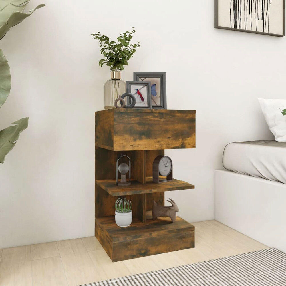 vidaXL Sängbord 2 st rökfärgad ek 40x35x65 cm konstruerat trä