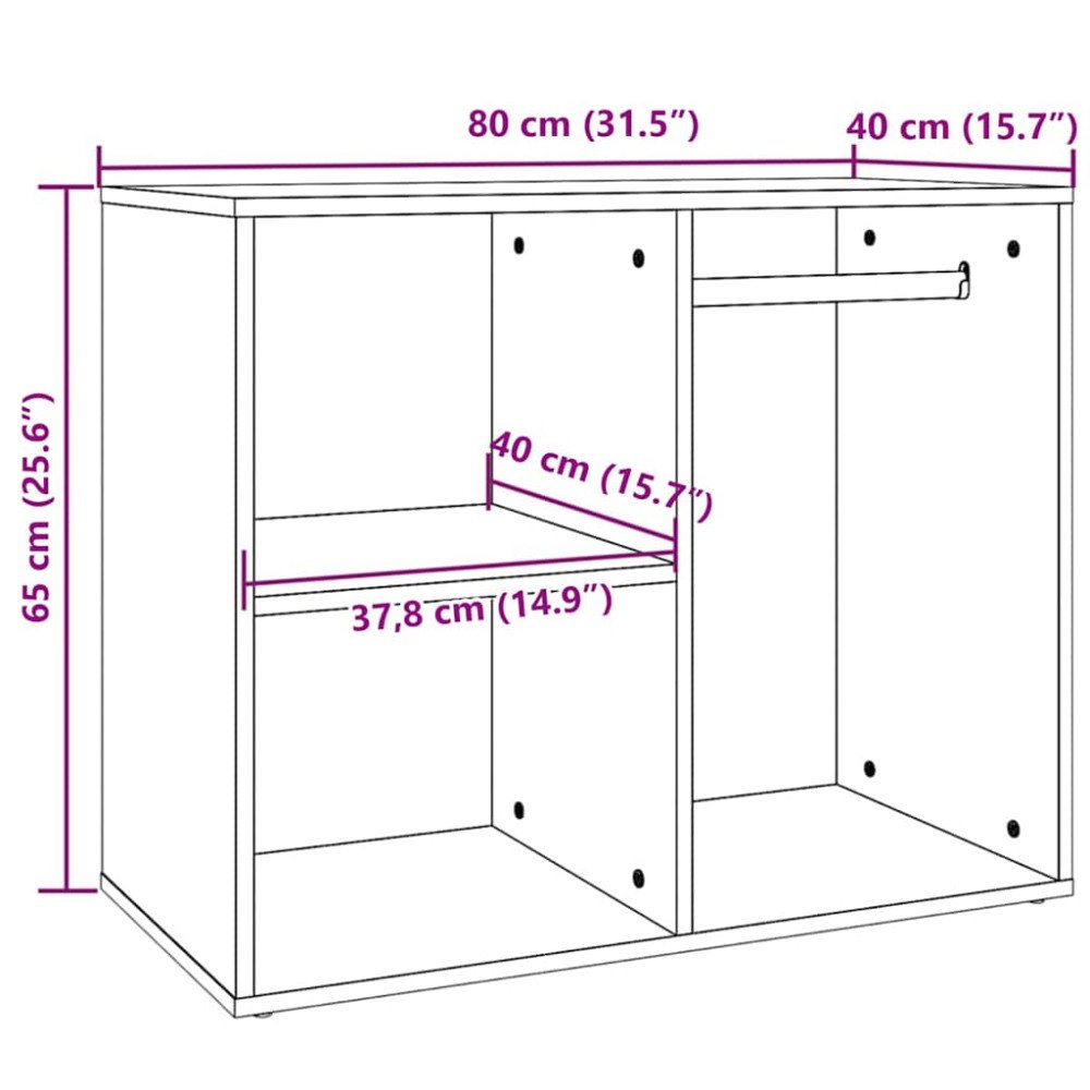 vidaXL Sminkskåp rökfärgad ek 80x40x65 cm konstruerat trä