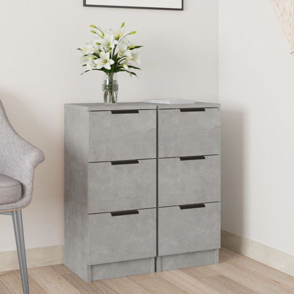 vidaXL Byrå 2 st betonggrå 30x30x70 cm konstruerat trä