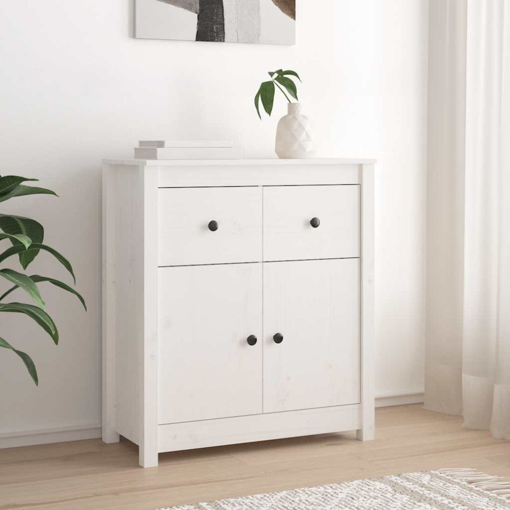 vidaXL Skänk vit 70x35x80 cm massiv furu
