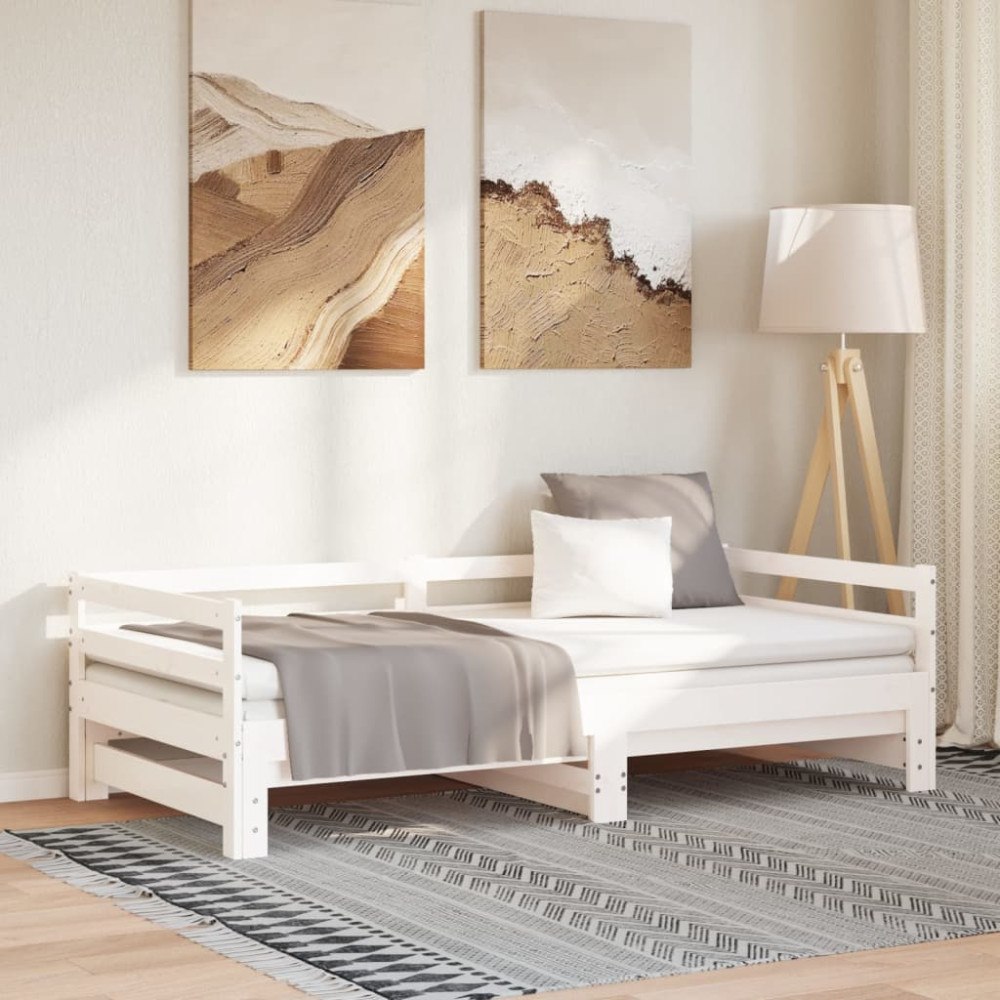 vidaXL Dagbädd utdragbar utan madrass vit 90x190 cm