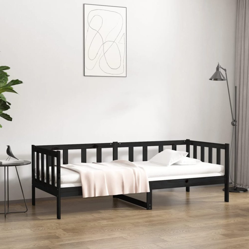 vidaXL Dagbädd svart 80x200 cm massiv furu