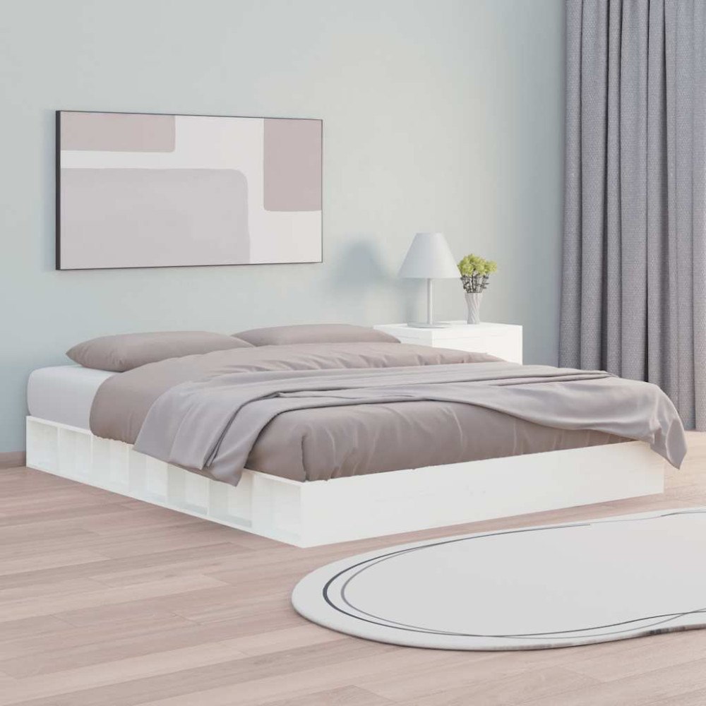 vidaXL Sängram vit 160x200 cm massivt trä