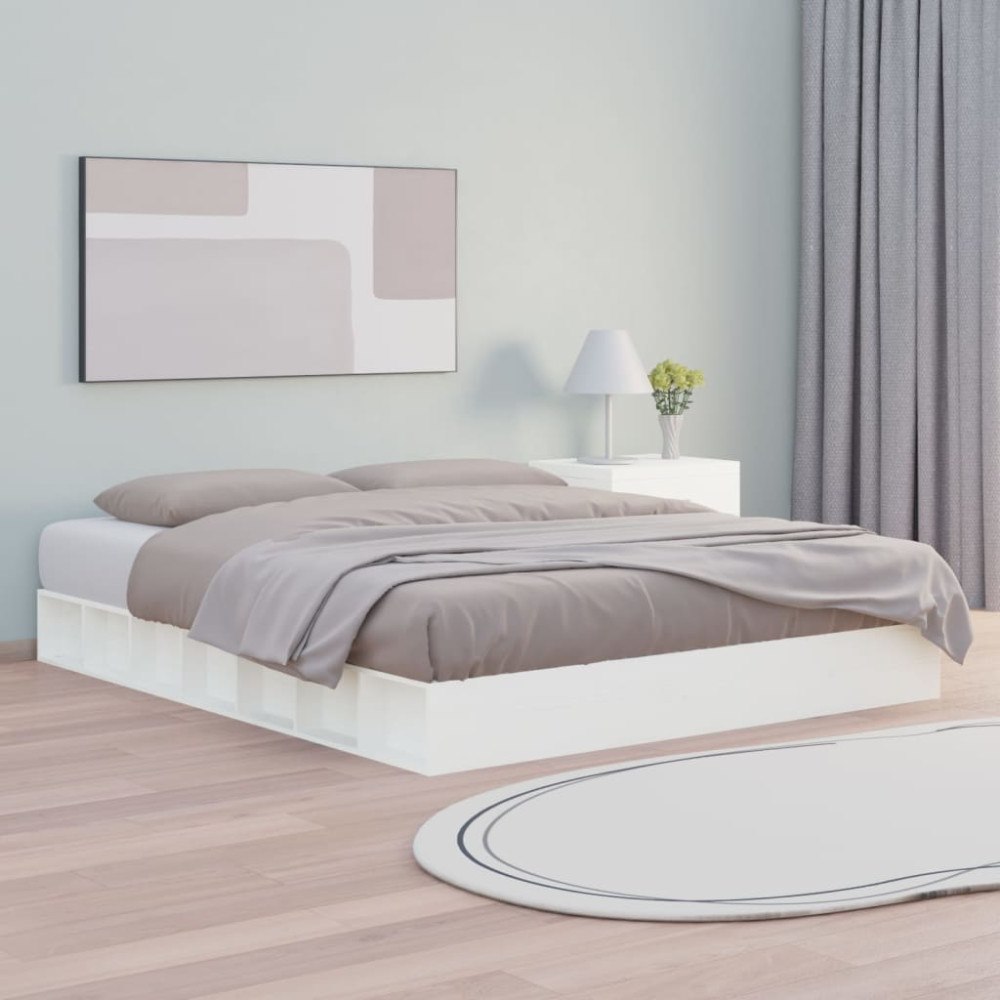 vidaXL Sängram vit 140x200 cm massivt trä