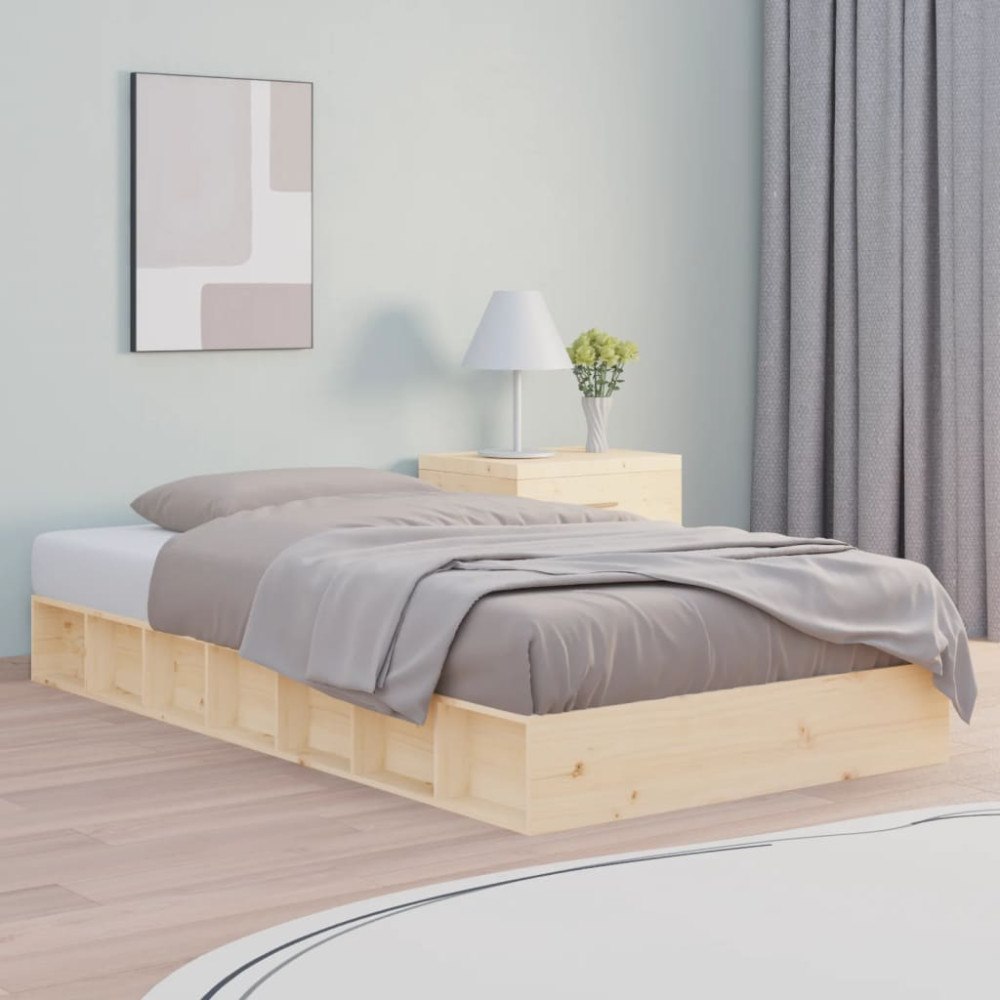 vidaXL Sängram massiv furu 90x190 cm