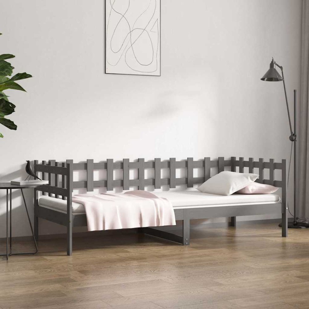 vidaXL Dagbädd grå 80x200 cm massiv furu