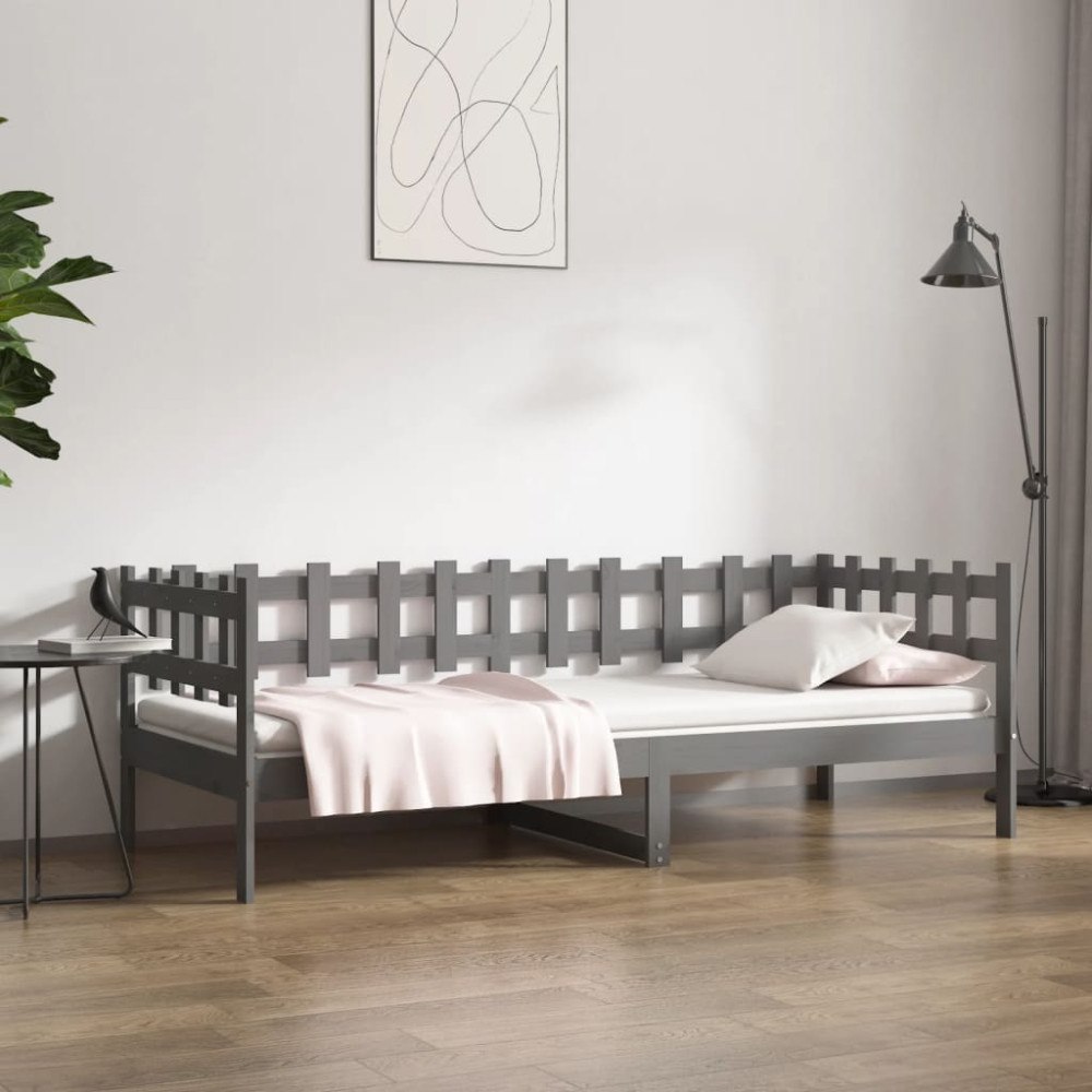 vidaXL Dagbädd grå 90x200 cm massiv furu