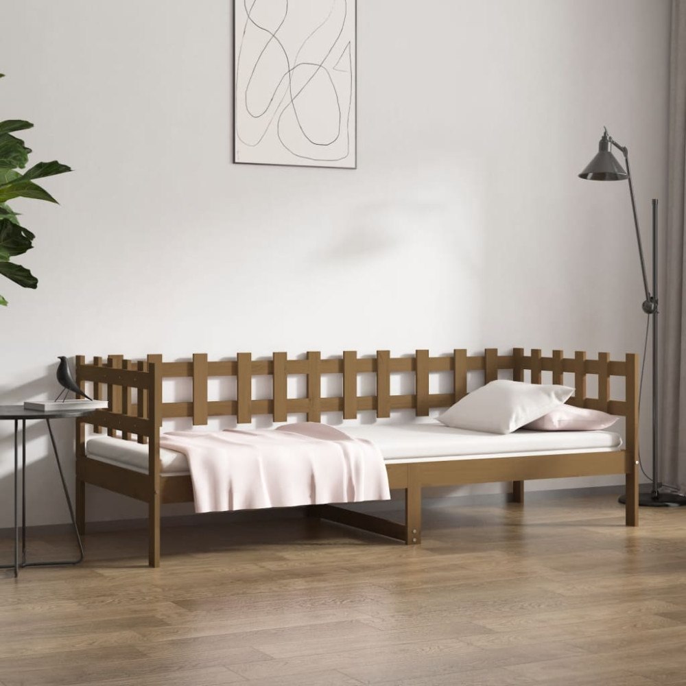 vidaXL Dagbädd honungsbrun 90x200 cm massiv furu