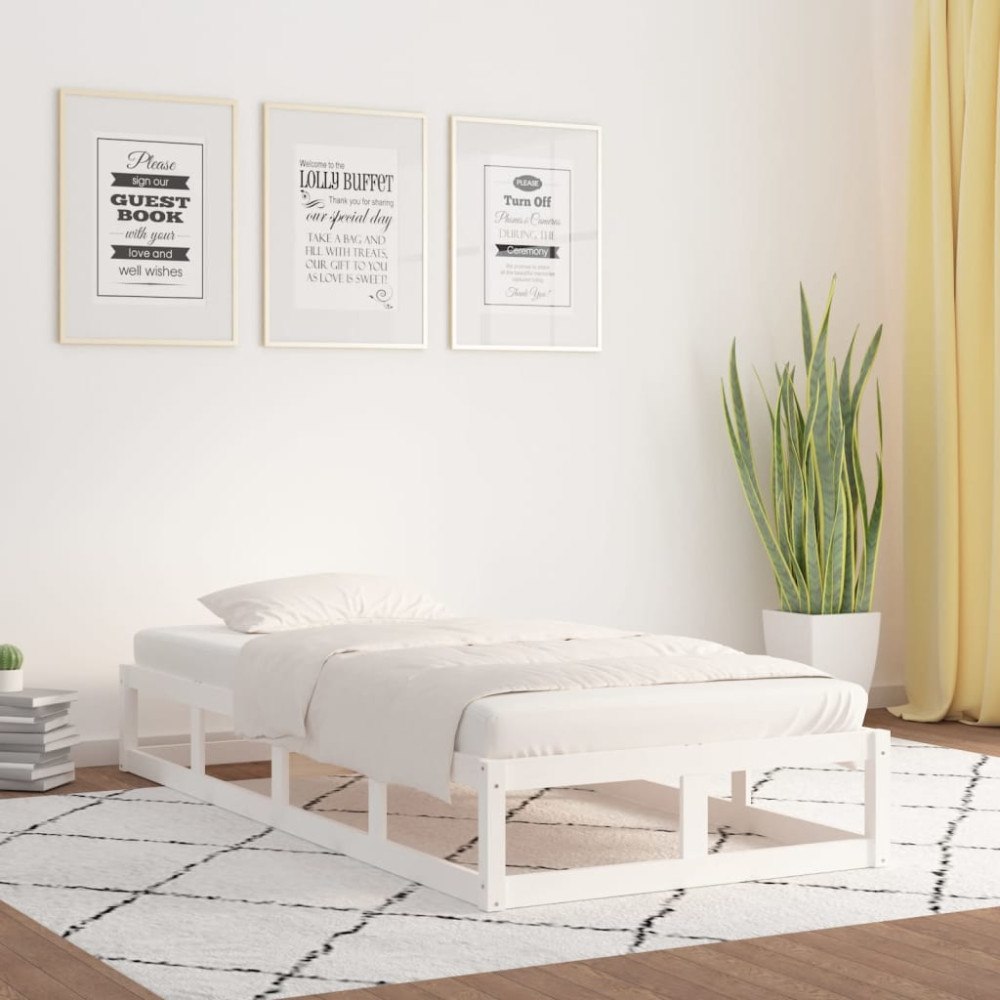vidaXL Sängram vit 90x200 cm massivt trä