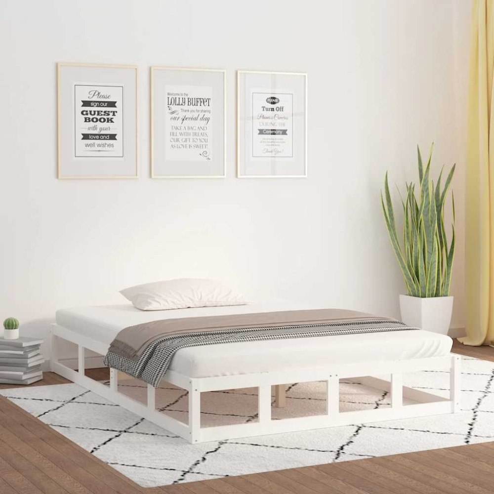 vidaXL Sängram vit 140x200 cm massivt trä