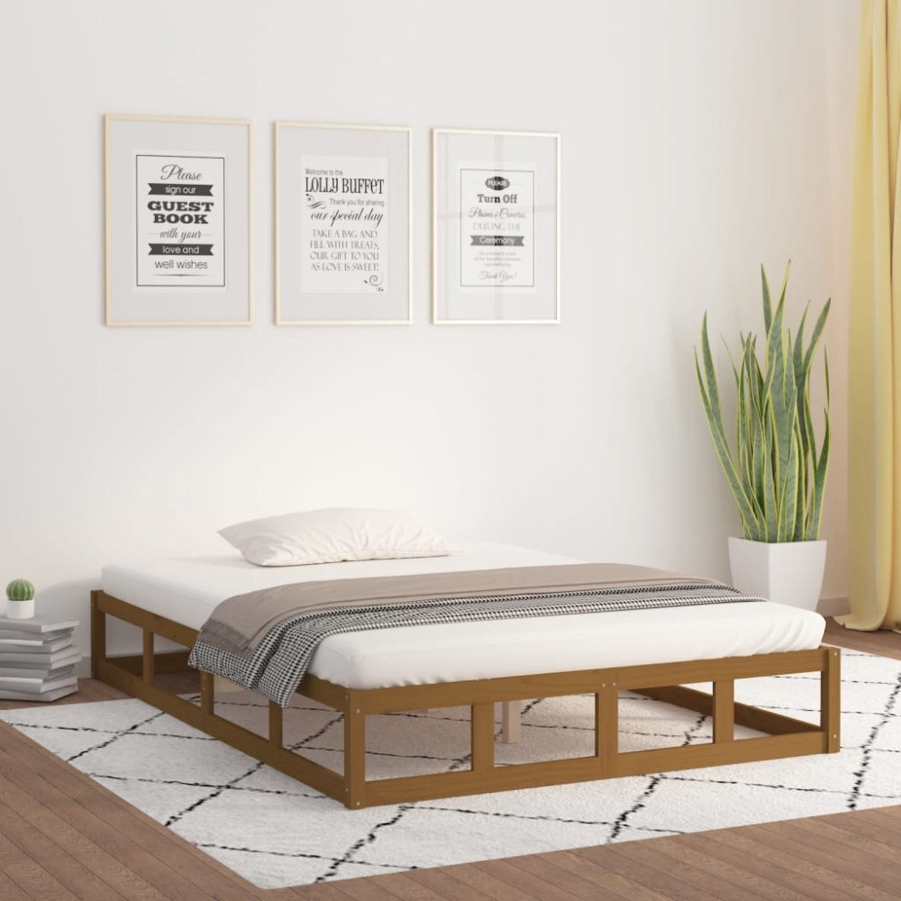vidaXL Sängram massivt trä 150x200 cm honungsbrun