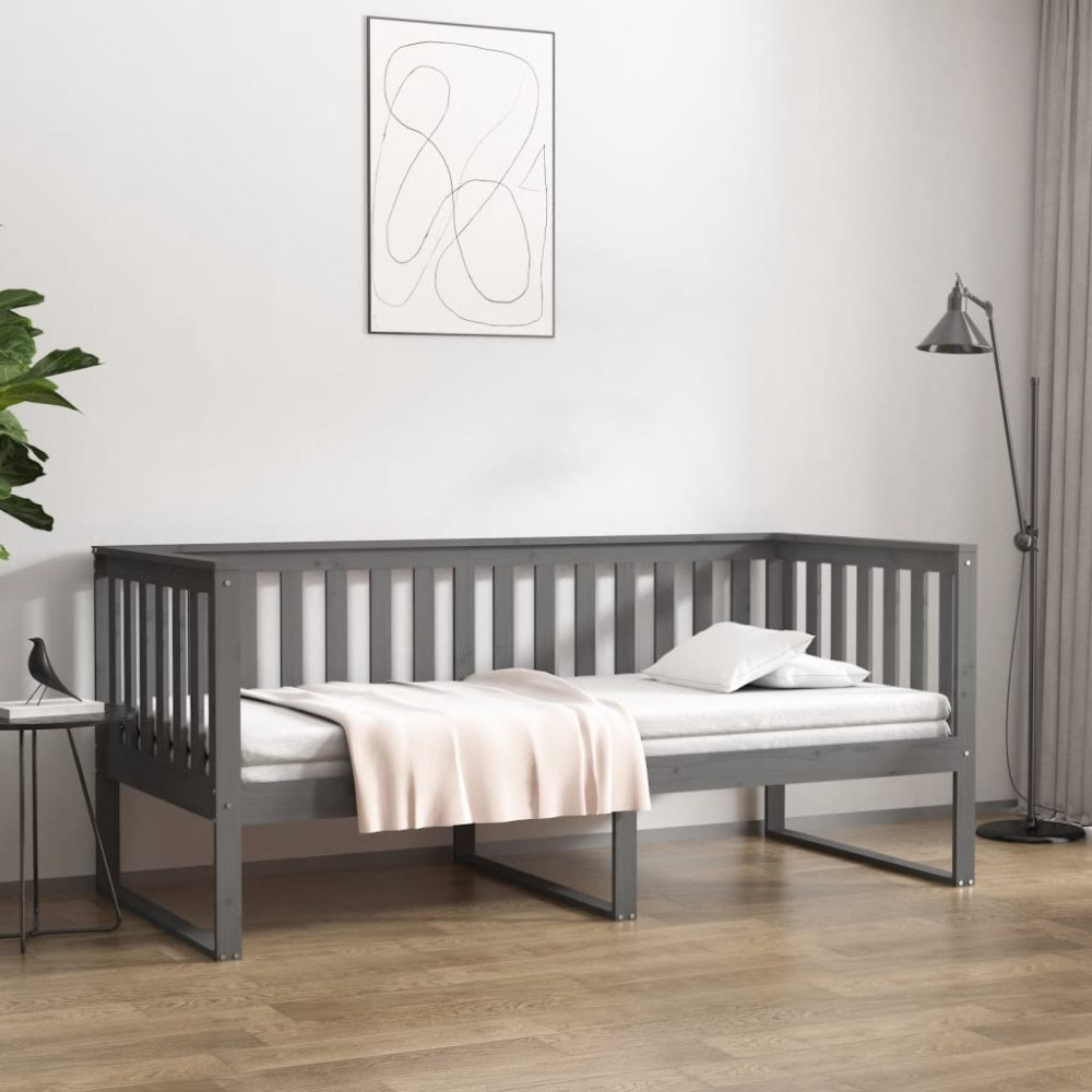 vidaXL Dagbädd grå 90x190 cm massiv furu
