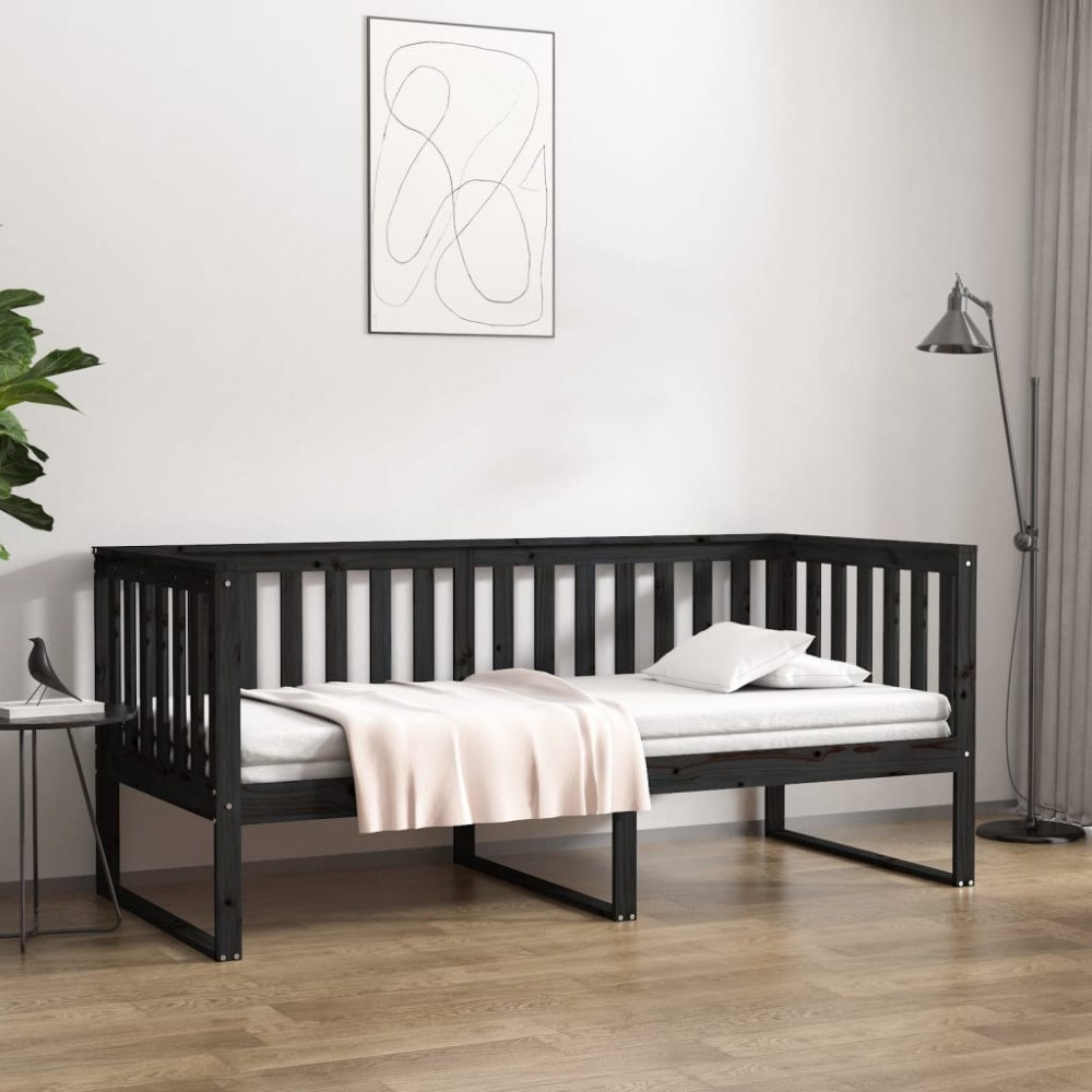 vidaXL Dagbädd svart 90x190 cm massiv furu