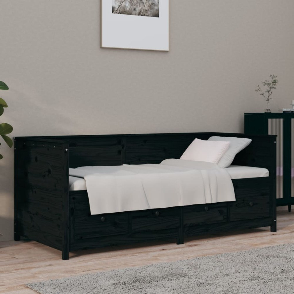 vidaXL Dagbädd svart 100x200 cm massiv furu