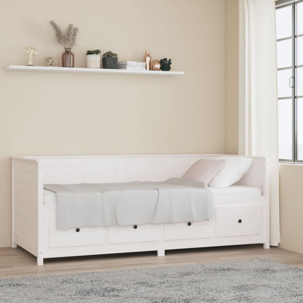 vidaXL Dagbädd utan madrass vit 80x200 cm massiv furu