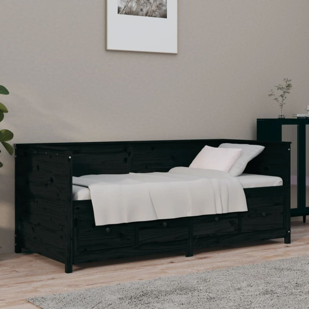 vidaXL Dagbädd svart 90x190 cm massiv furu