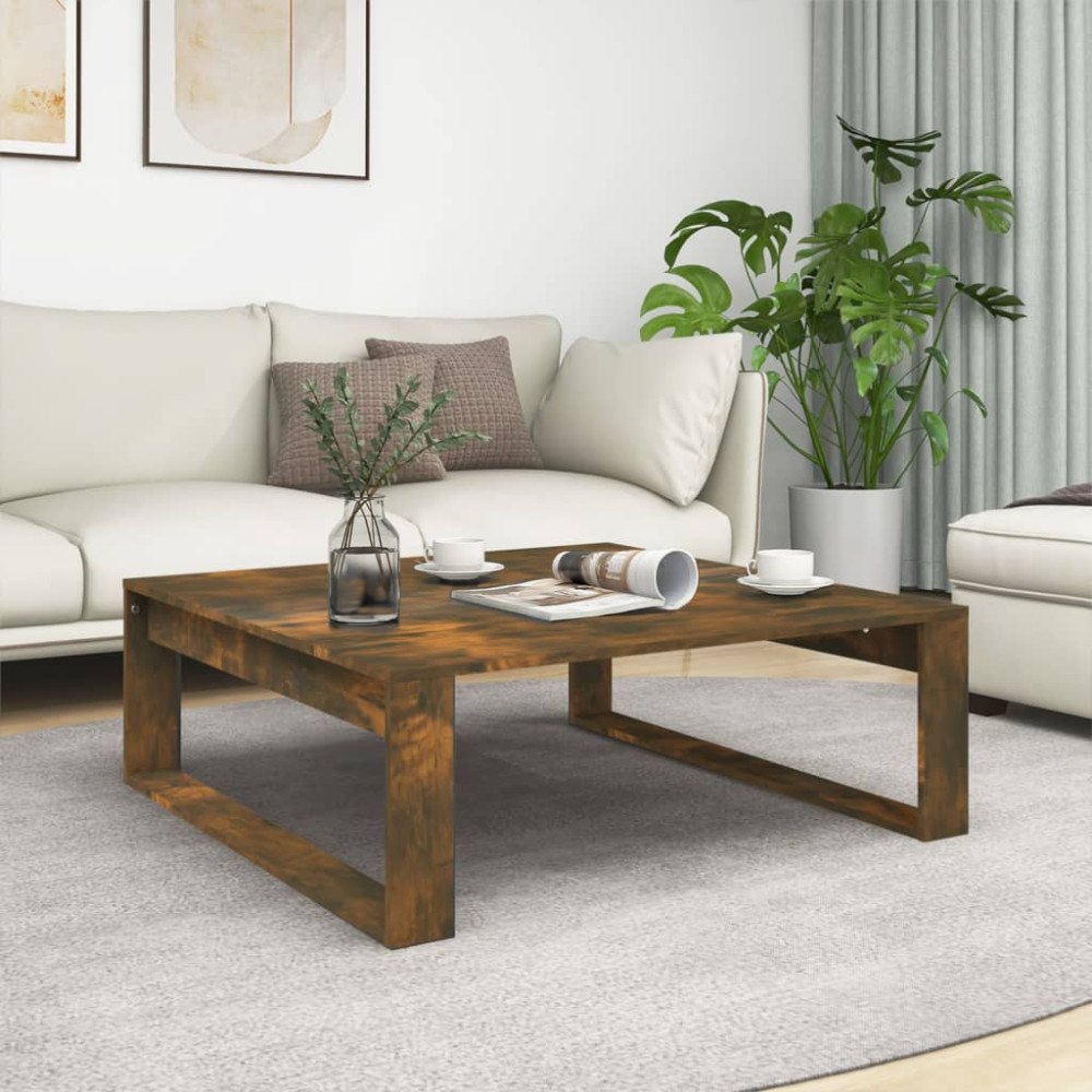 vidaXL Soffbord rökfärgad ek 100x100x35 cm konstruerat trä