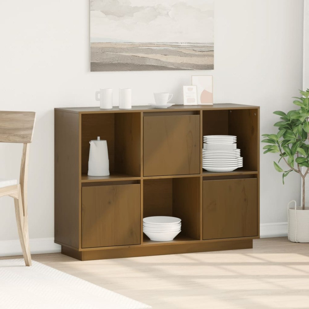 vidaXL Skänk honungsbrun 110,5x35x80 cm massiv furu