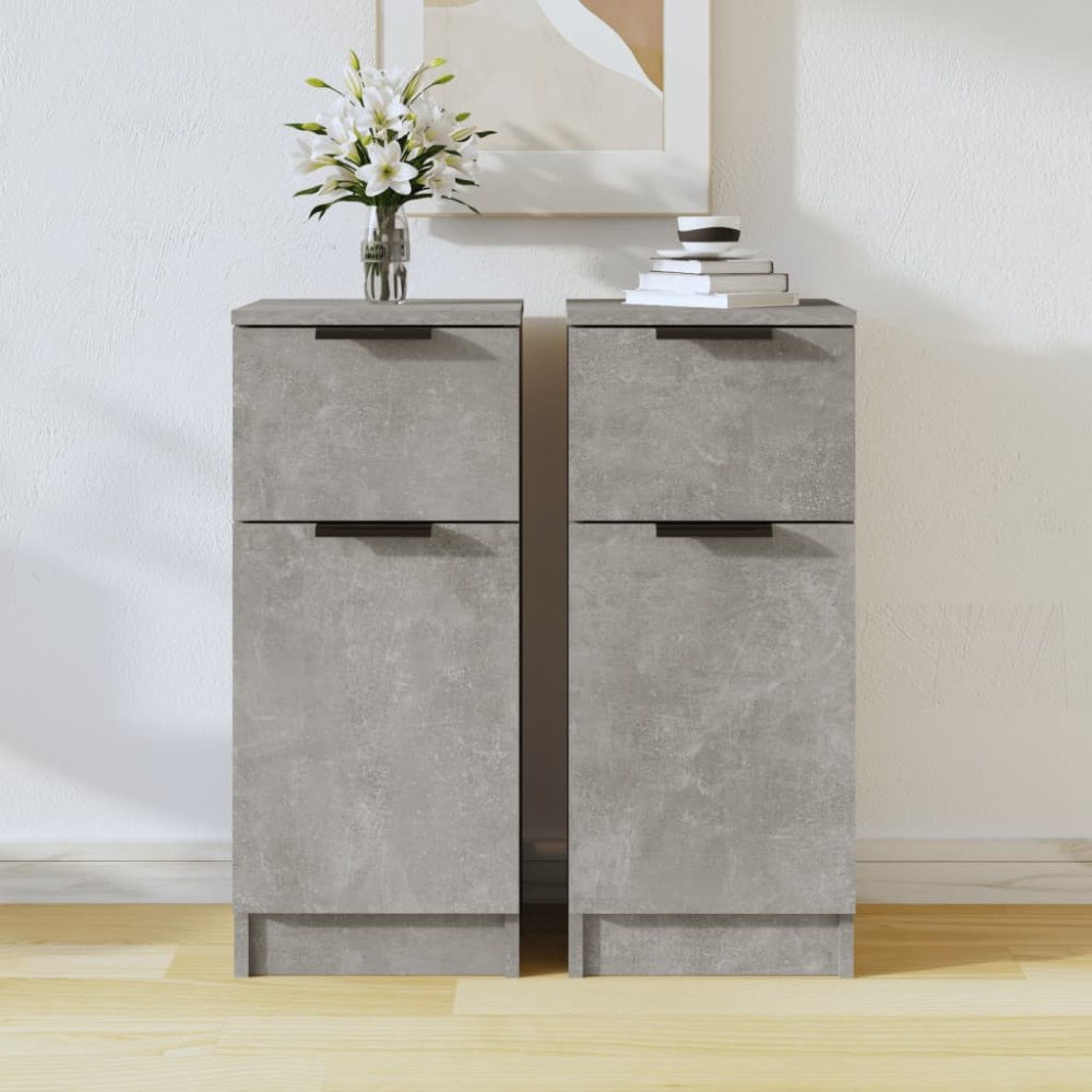 vidaXL Byrå 2 st betonggrå 30x30x70 cm konstruerat trä