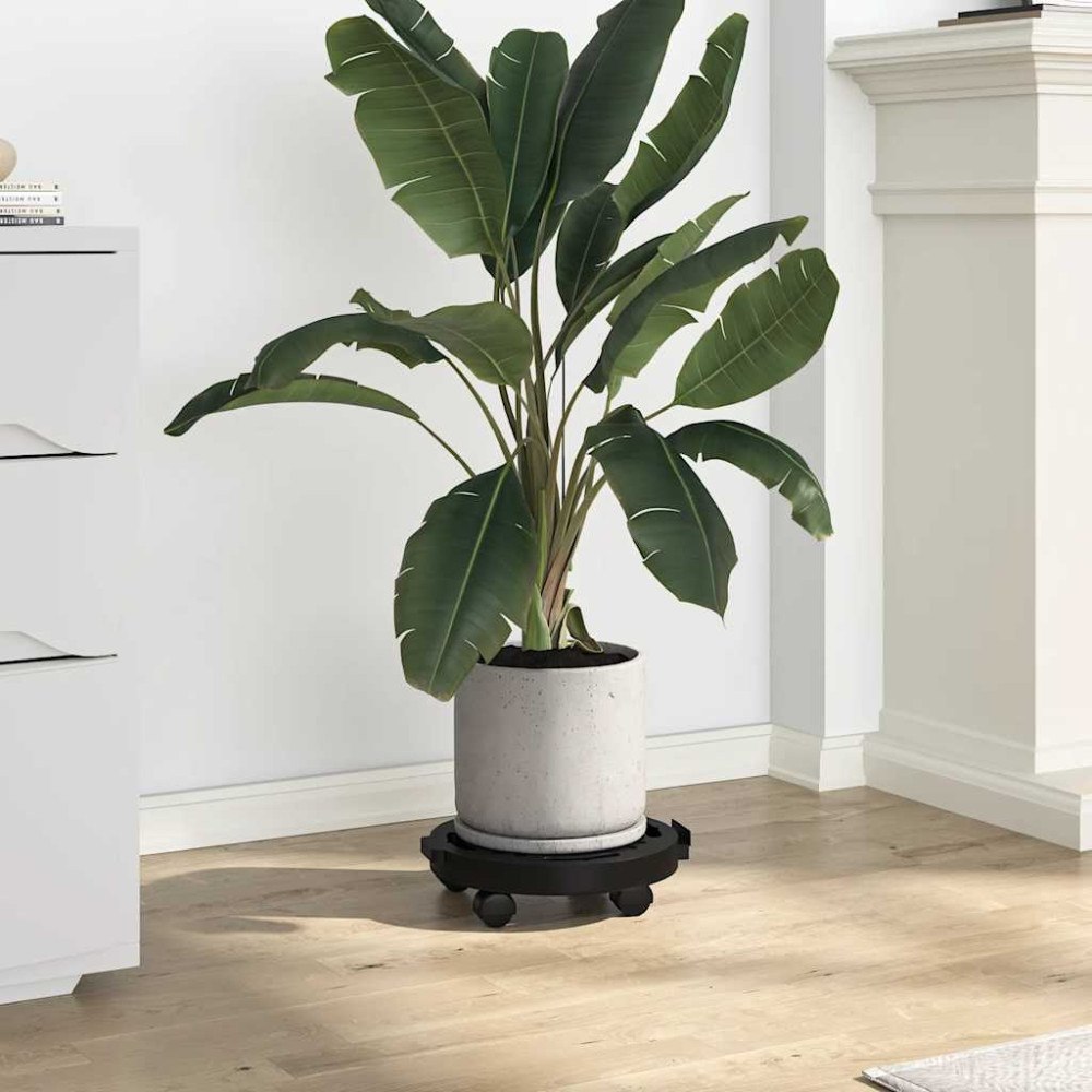 vidaXL Blomvagnar med hjul 3 st diameter 30 cm svart 170 kg
