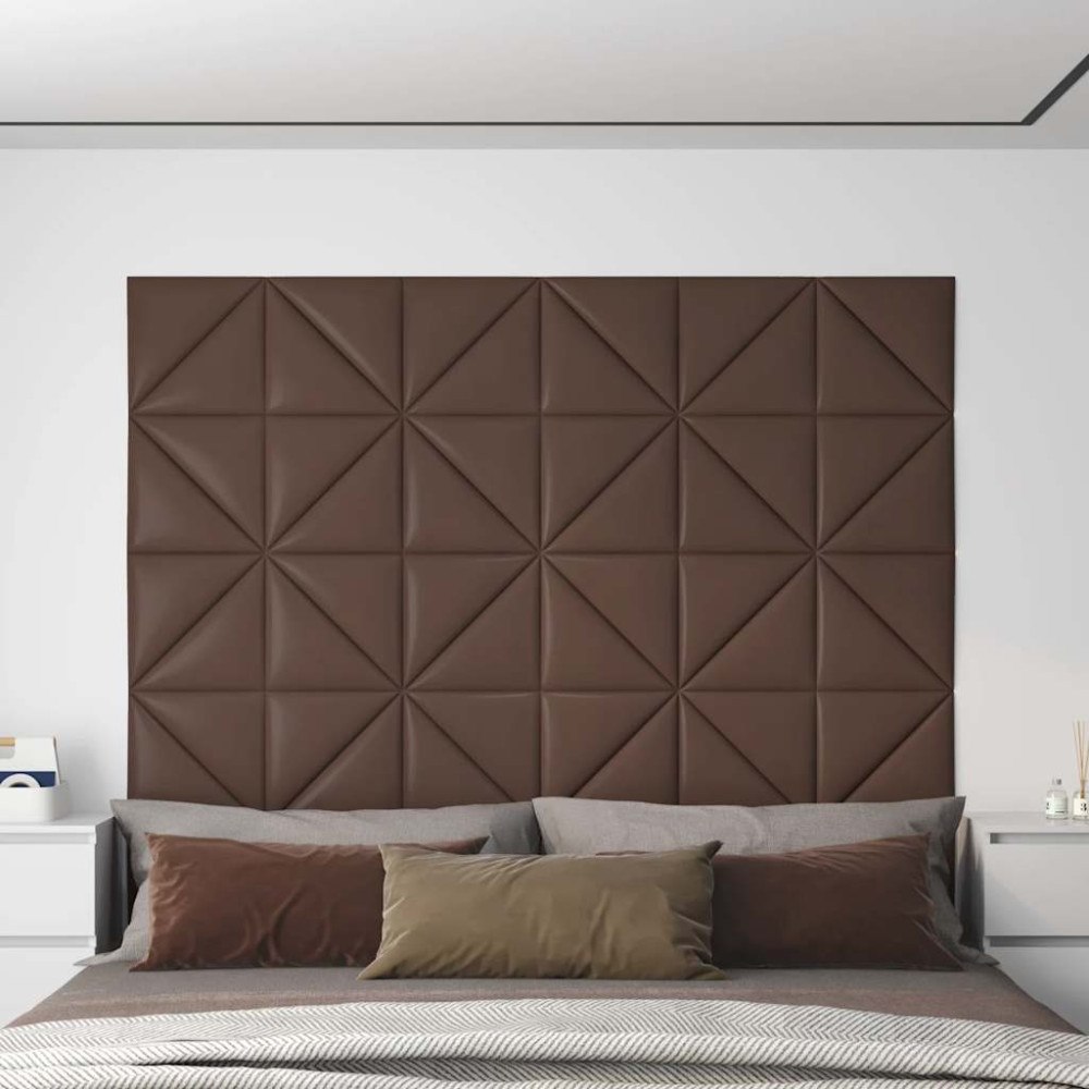 vidaXL Väggpaneler 12 st brun 30x30 cm konstläder 0,54 m²