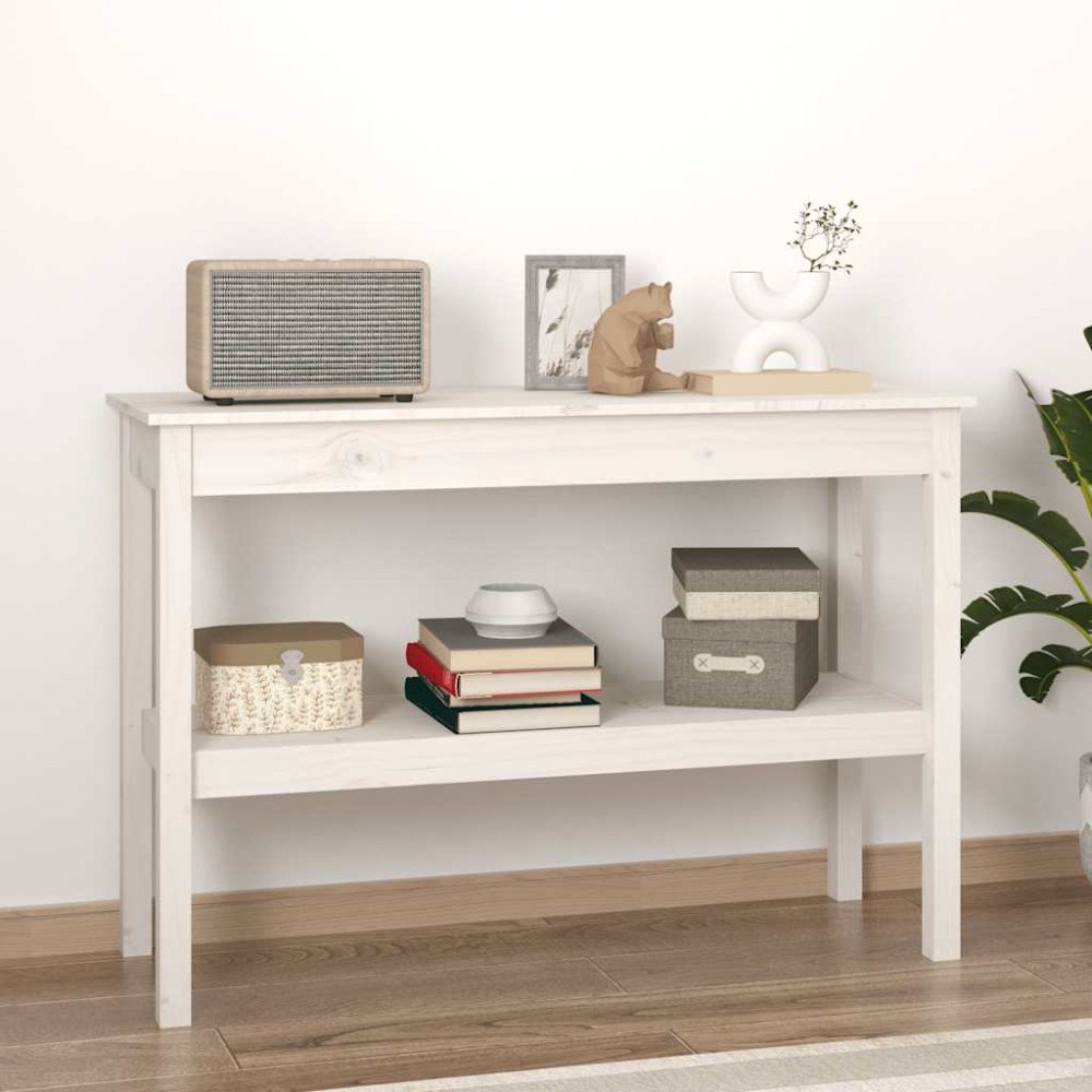 vidaXL Konsolbord vit 110x40x75 cm massiv furu