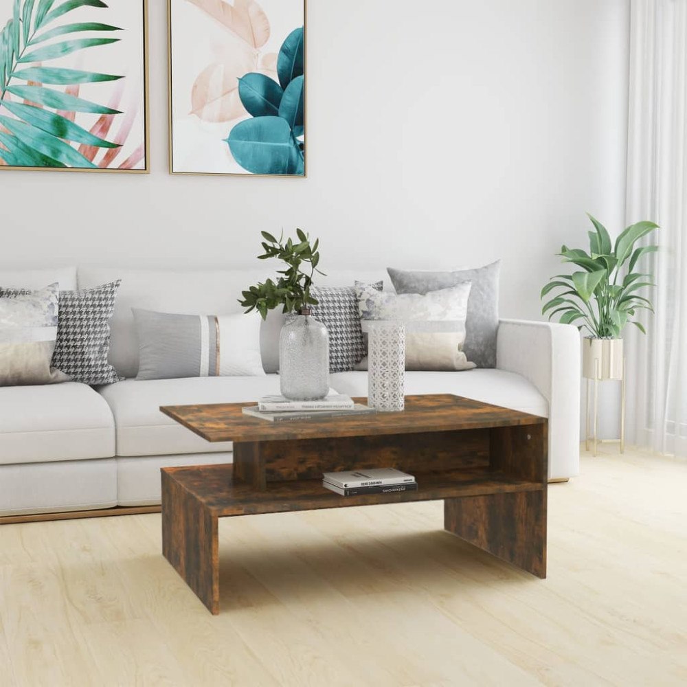 vidaXL Soffbord rökfärgad ek 90x60x42,5 cm konstruerat trä