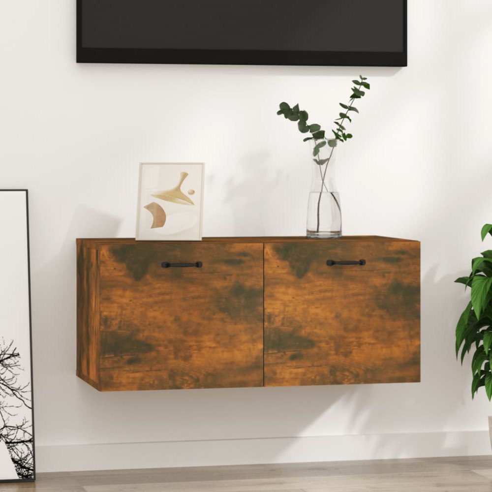 vidaXL Tv-bänk rökfärgad ek 80x35x36,5 cm konstruerat trä