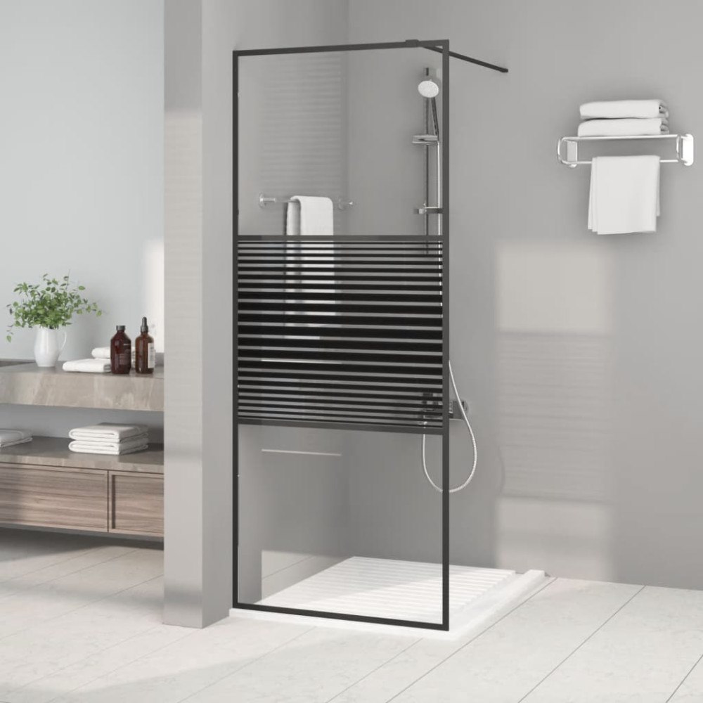 vidaXL Duschvägg svart 80x195 cm klart ESG-glas