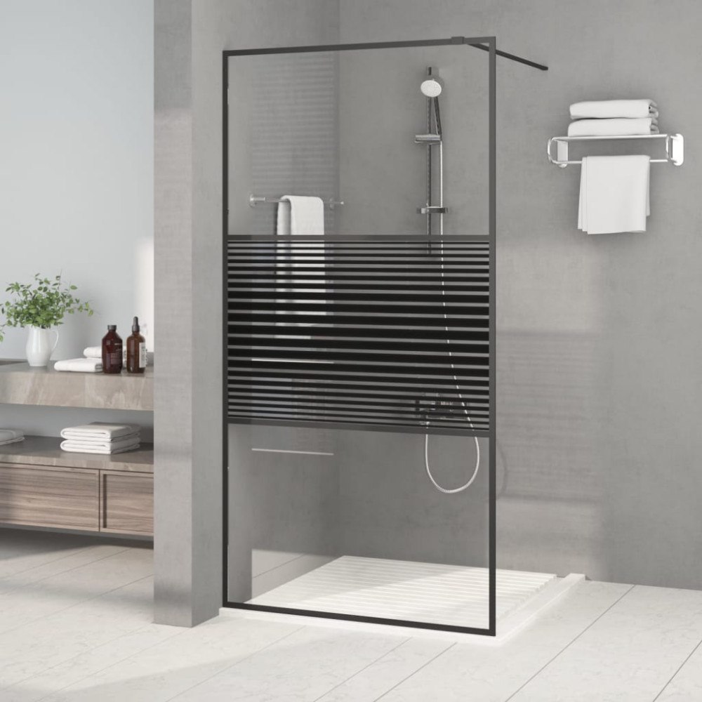 vidaXL Duschvägg svart 100x195 cm klart ESG-glas