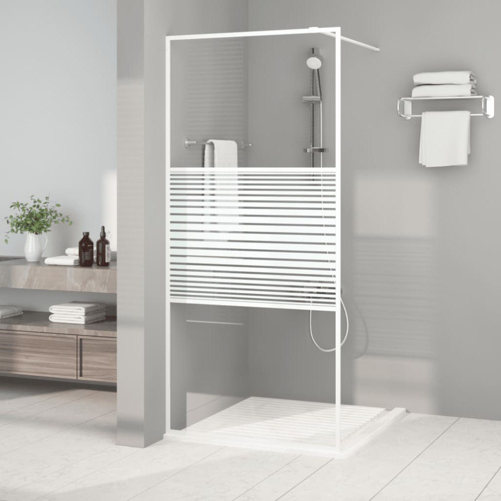 vidaXL Duschvägg vit 90x195 cm klart ESG-glas