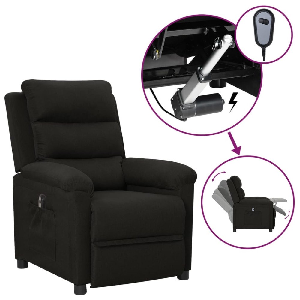 vidaXL Elektrisk reclinerfåtölj svart tyg