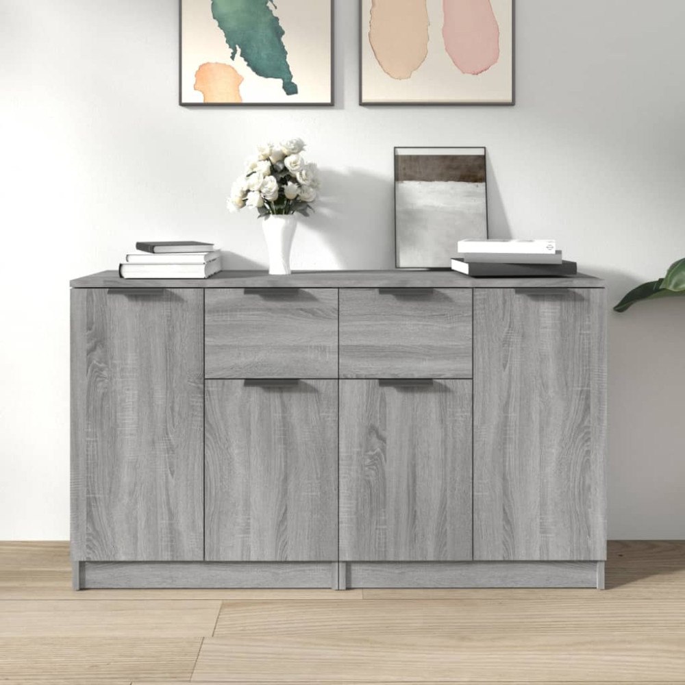 vidaXL Skänk 2 delar grå sonoma 60x30x70 cm konstruerat trä