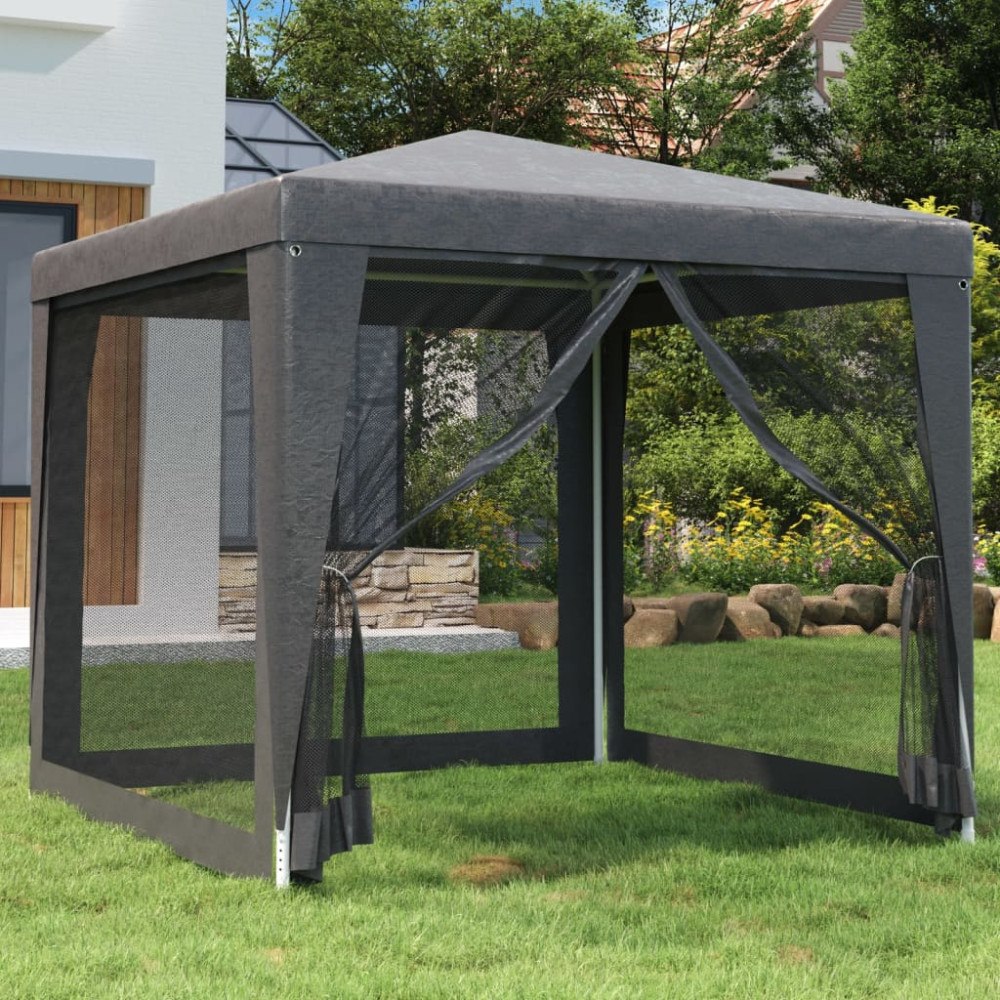 vidaXL Partytält med 4 sidoväggar i nät 2,5x2,5 m HDPE antracit