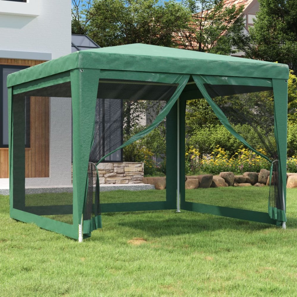 vidaXL Partytält med 4 sidoväggar i nät 3x3 m HDPE grön