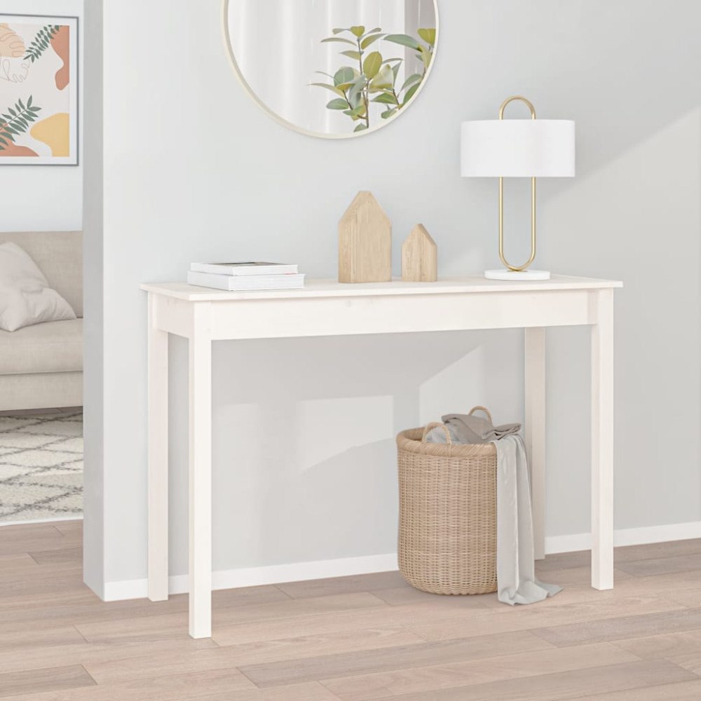 vidaXL Konsolbord vit 110x40x75 cm massiv furu