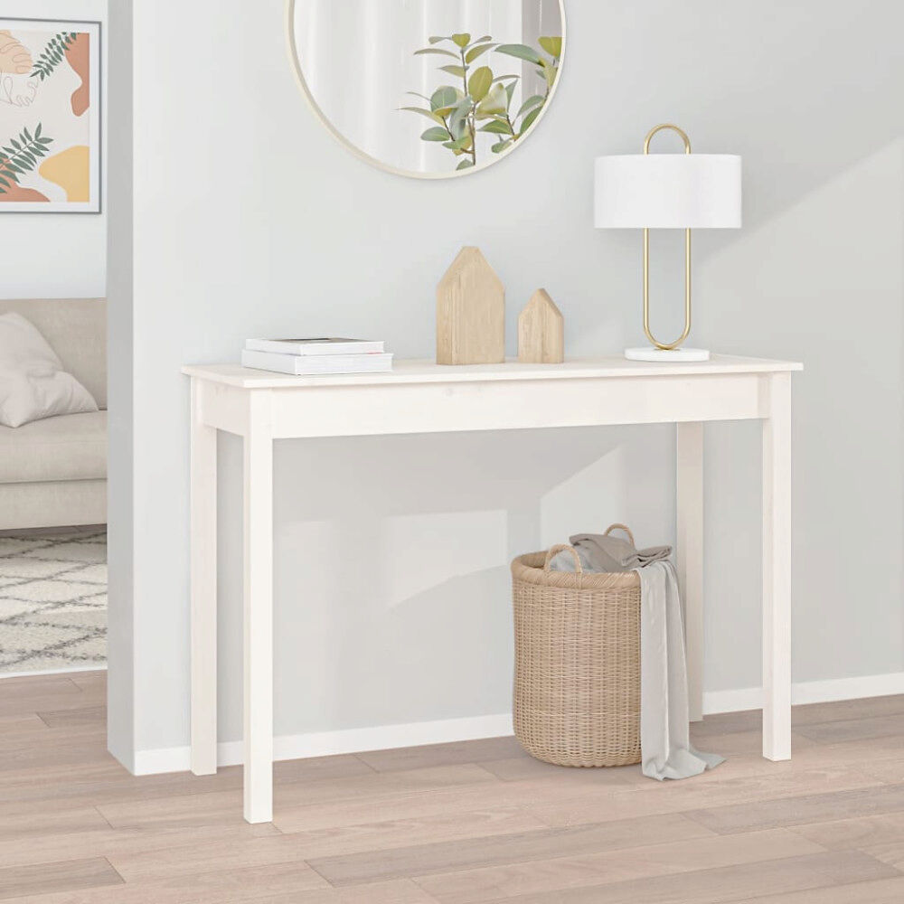 vidaXL Konsolbord vit 110x40x75 cm massiv furu