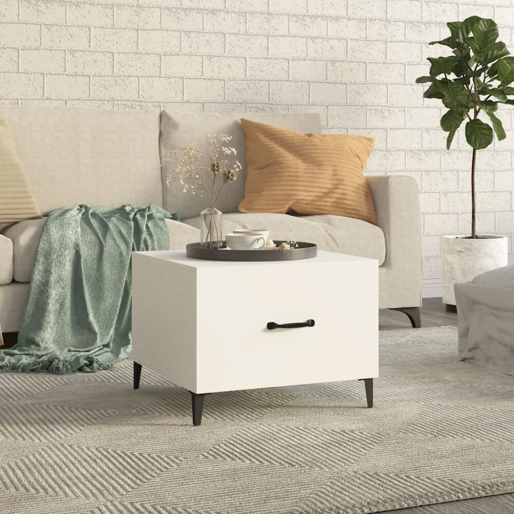 vidaXL Soffbord med metallben vit 50x50x40 cm