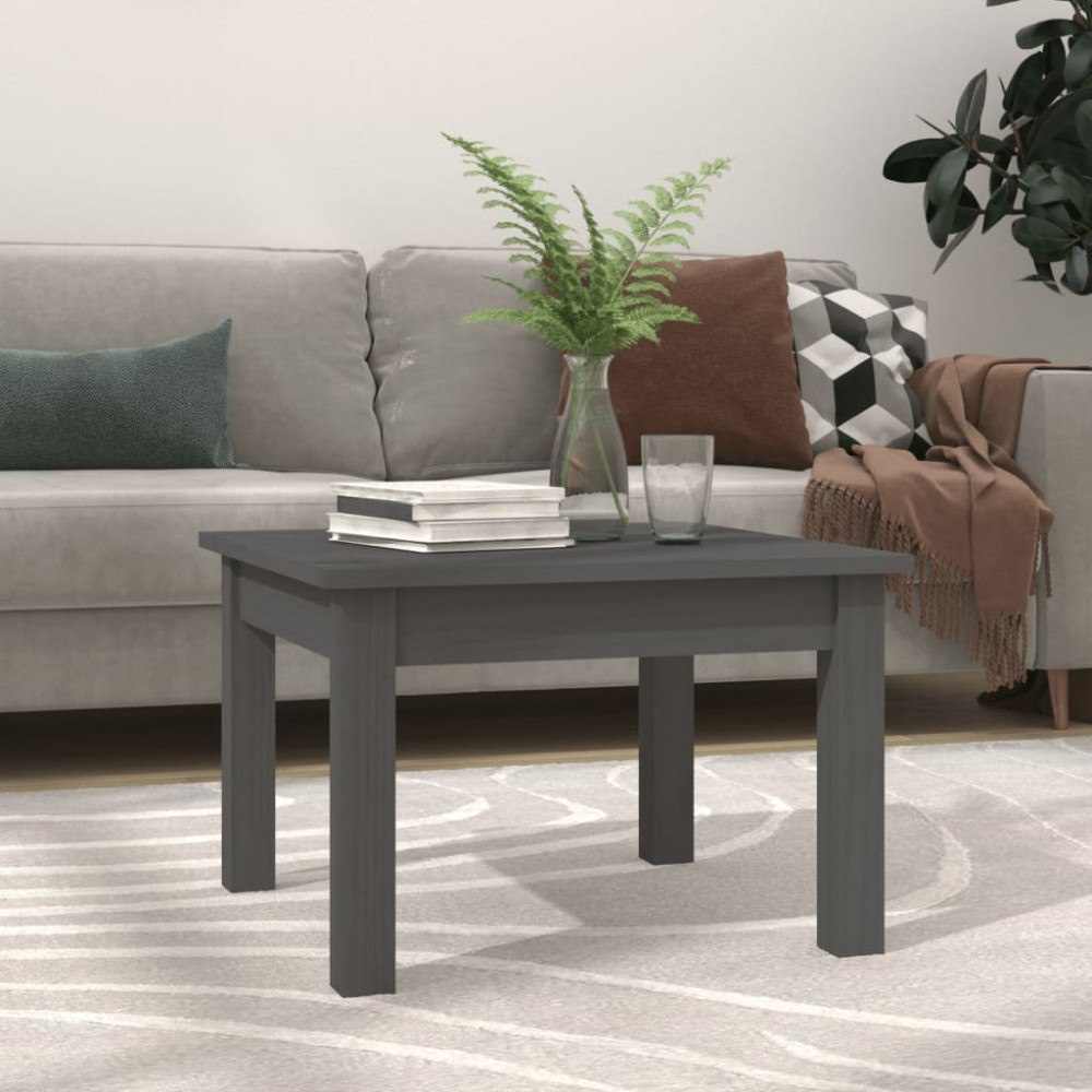 vidaXL Soffbord grå 45x45x30 cm massiv furu