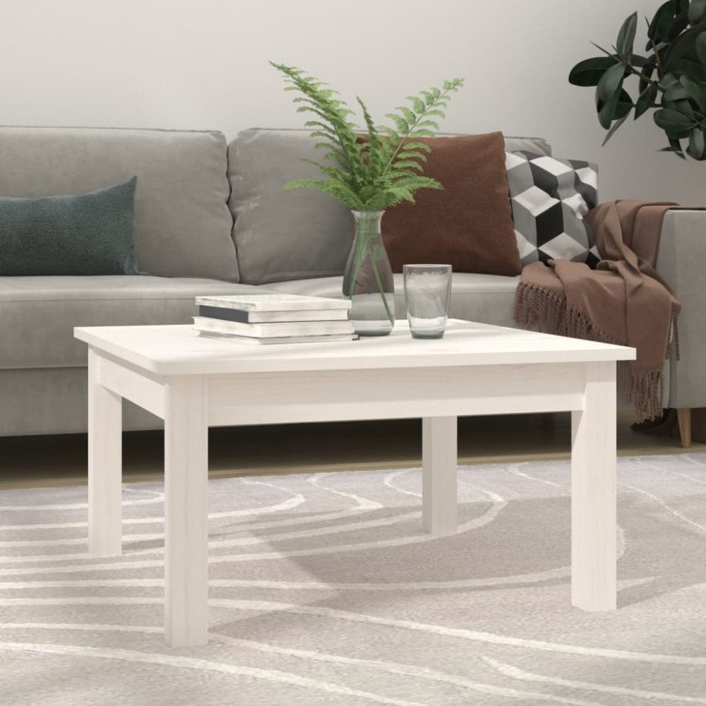 vidaXL Soffbord vit 55x55x30 cm massiv furu