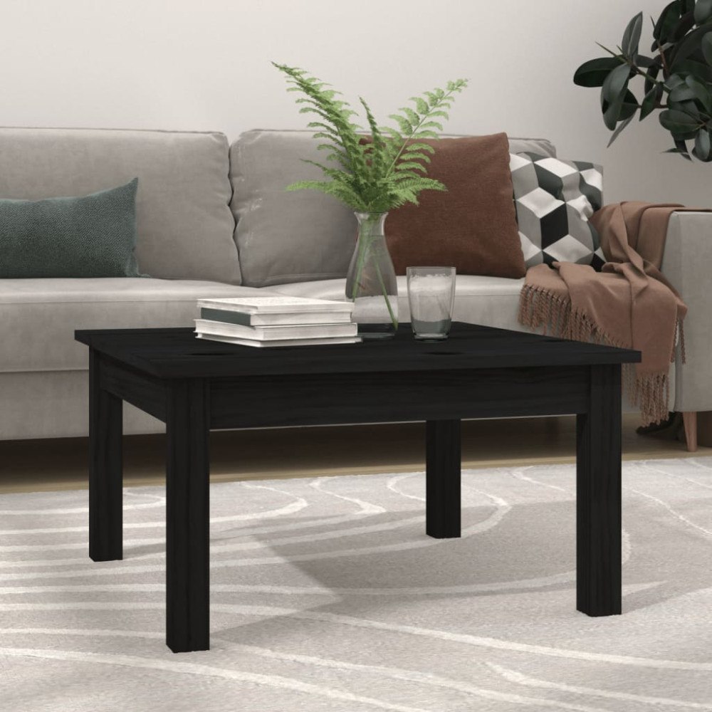 vidaXL Soffbord svart 55x55x30 cm massiv furu