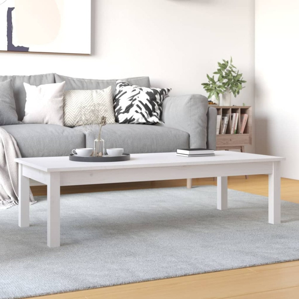 vidaXL Soffbord vit 110x50x30 cm massiv furu