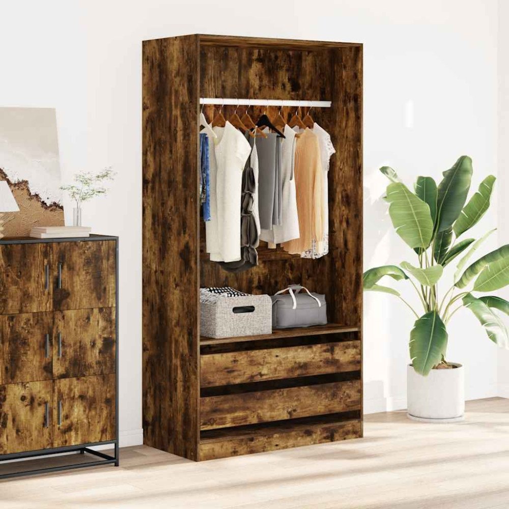 vidaXL Garderob rökfärgad ek 100x50x200 cm konstruerat trä