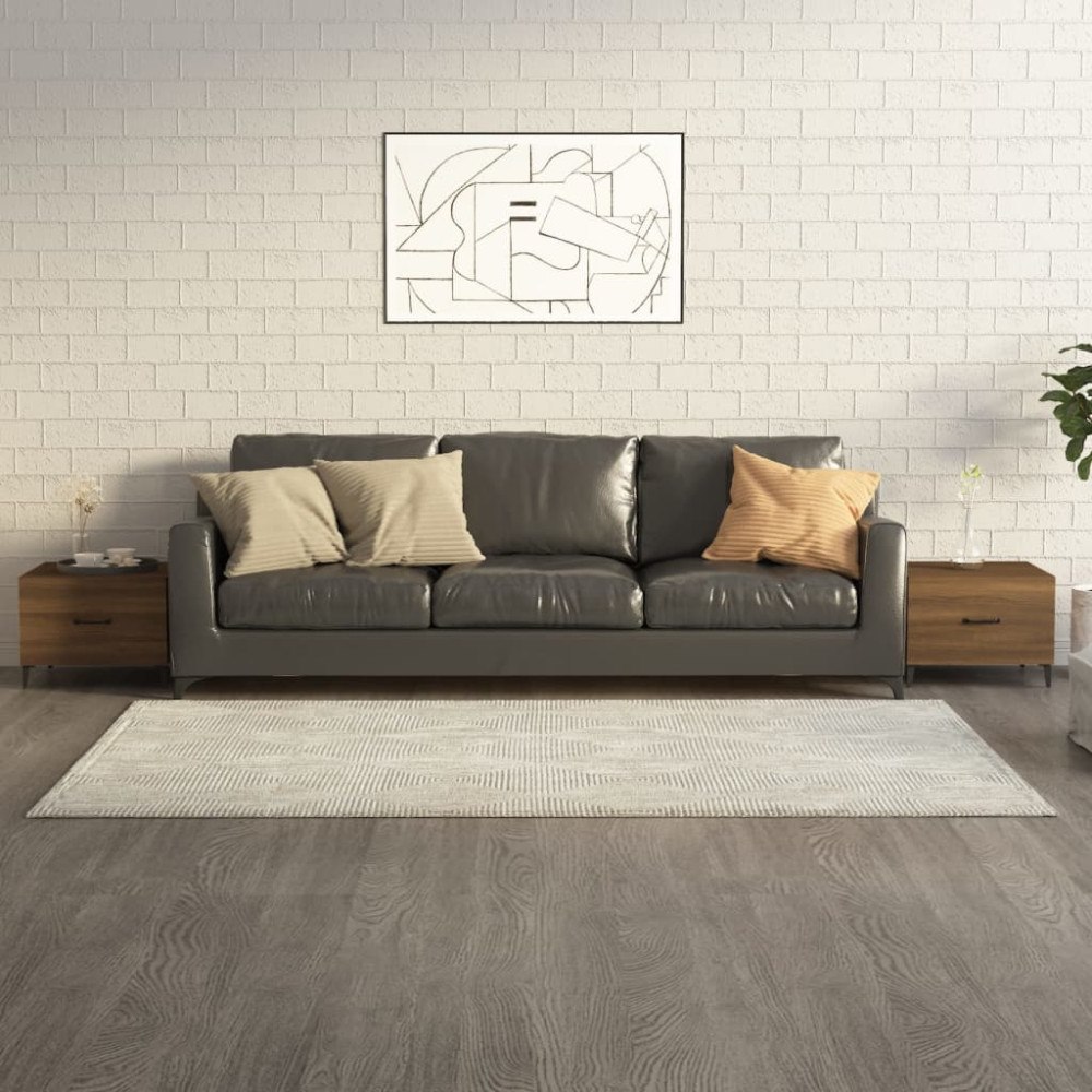 vidaXL Soffbord med metallben 2 st brun ek 50x50x40 cm