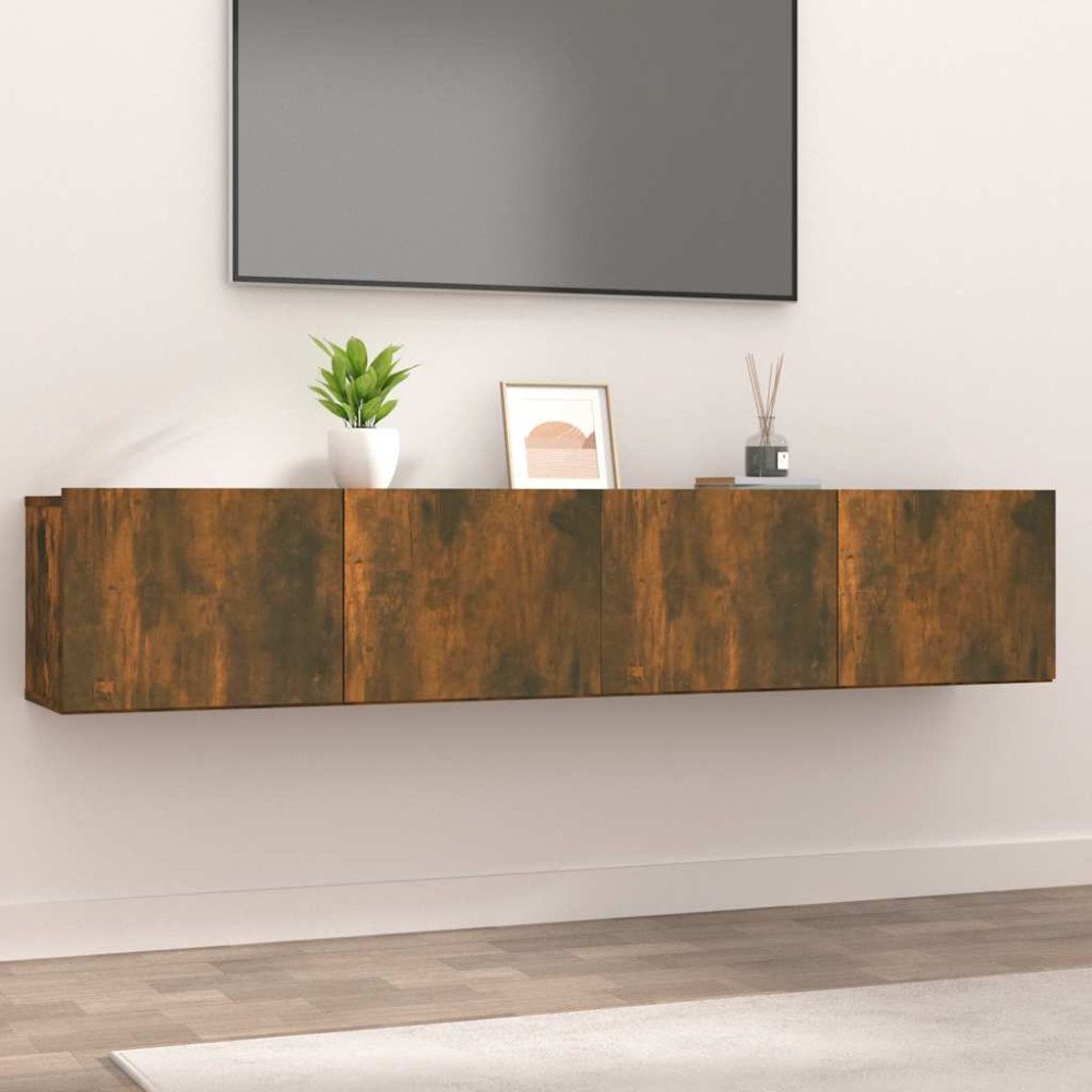 vidaXL TV-bänkar 2 st rökfärgad ek 80x30x30 cm konstruerat trä