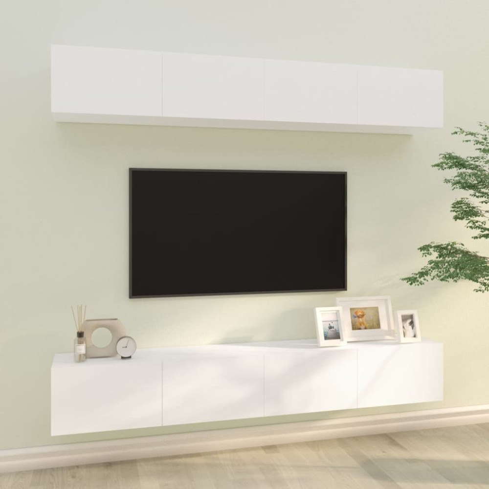 vidaXL Tv-skåp 4 delar vit 100x30x30 cm