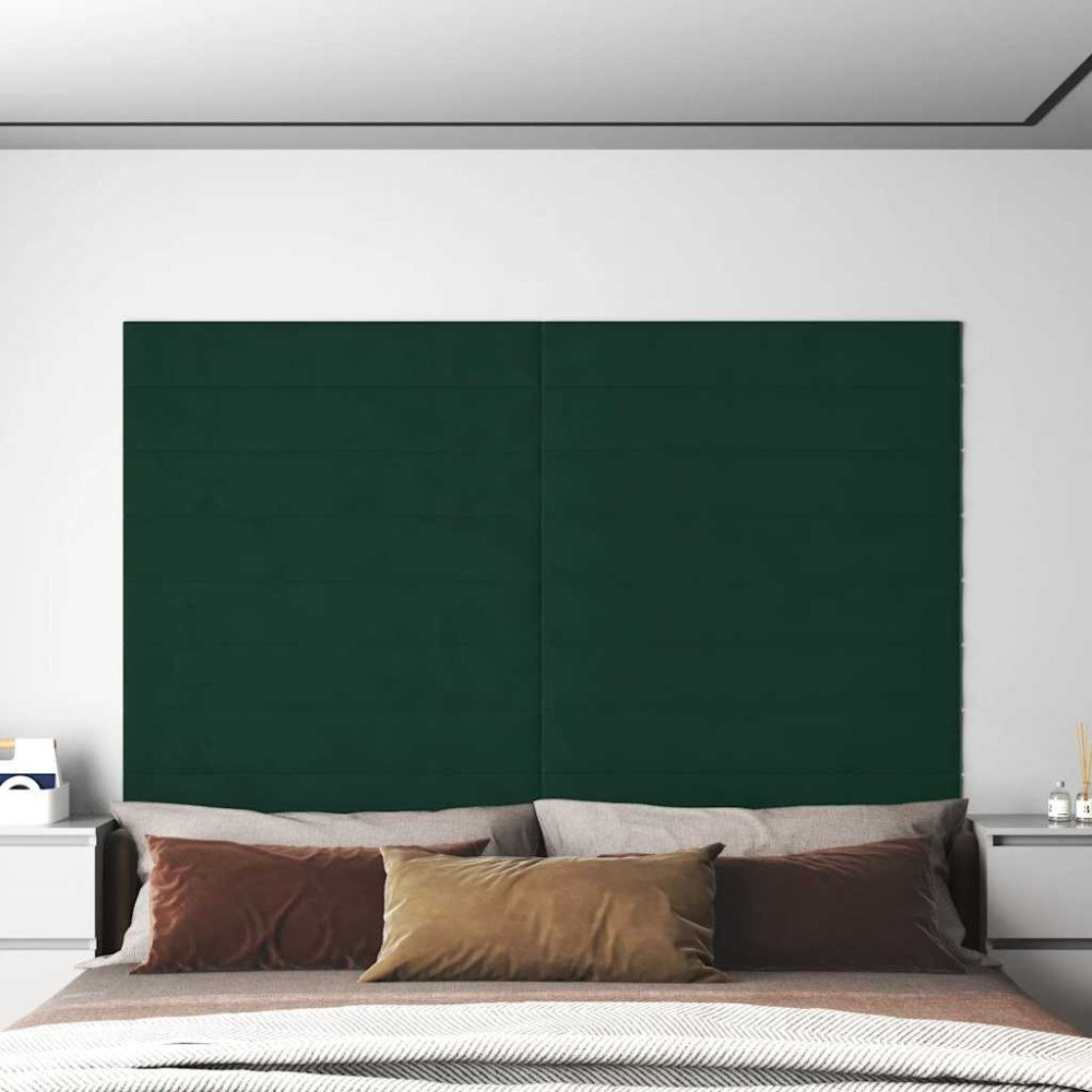 vidaXL Väggpaneler 12 st mörkgrön 90x15 cm sammet 1,62 m²