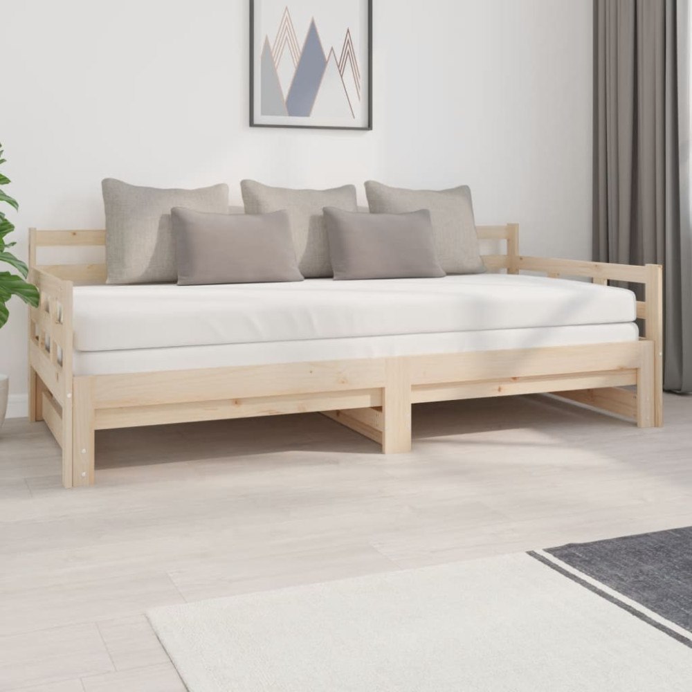 vidaXL Dagbädd utdragbar massiv furu 2x(90x200) cm