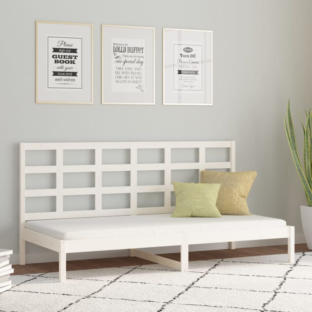 vidaXL Dagbädd utan madrass vit 90x200 cm massiv furu