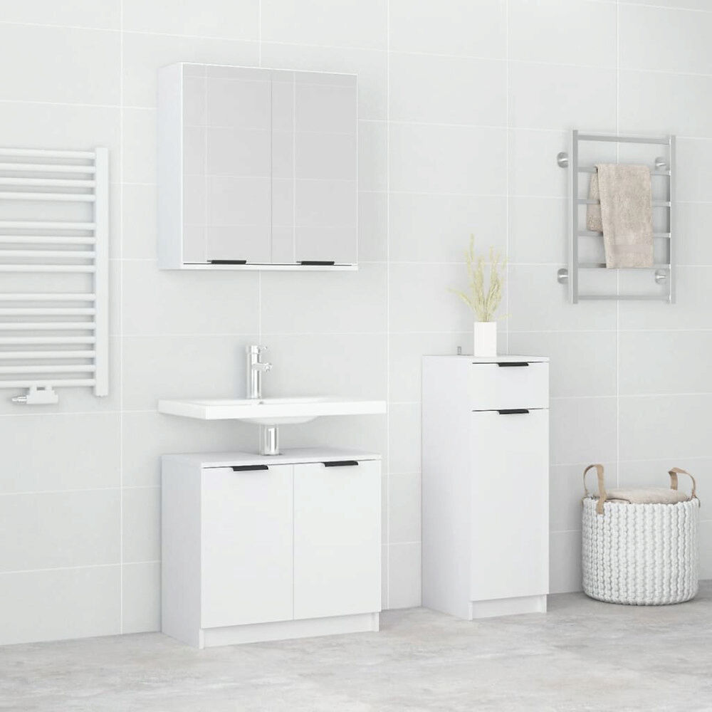 vidaXL Badrumsskåp set 3 delar vit konstruerat trä